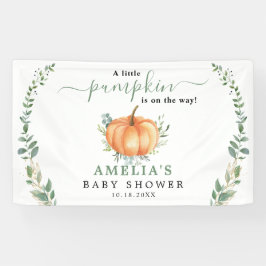 Kleine Pompoen Herfst Groene Goud Baby Shower Spandoek