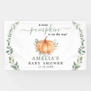 Kleine Pompoen Herfst Groene Goud Baby Shower Spandoek