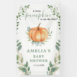 Kleine Pompoen Herfst Groene Goud Baby Shower Spandoek