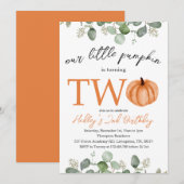 Kleine Pompoen Herfst / Herfst 2e Verjaardag Kaart (Voorkant / Achterkant)