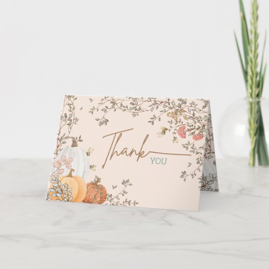 Kleine Pompoen Herfst Herfst Baby shower Bedankkaart (Voorkant)