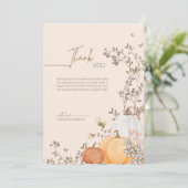 Kleine Pompoen Herfst Herfst Baby shower Bedankkaart (Staand voorkant)