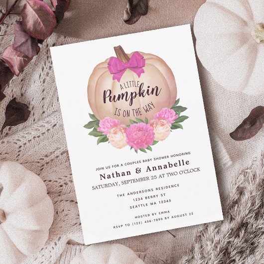 Kleine Pompoen Herfst Herfst Baby shower Invitatio Kaart