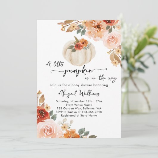 Kleine Pompoen Herfst Herfst Baby shower Kaart (Staand voorkant)