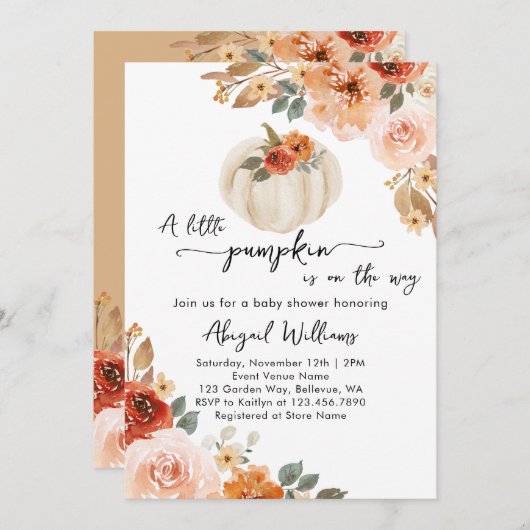 Kleine Pompoen Herfst Herfst Baby shower Kaart (Voorkant / Achterkant)