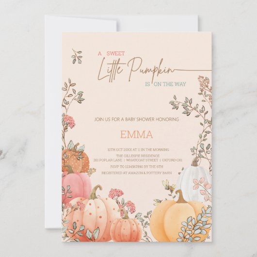 Kleine Pompoen Herfst Herfst Baby shower Kaart (Voorkant)