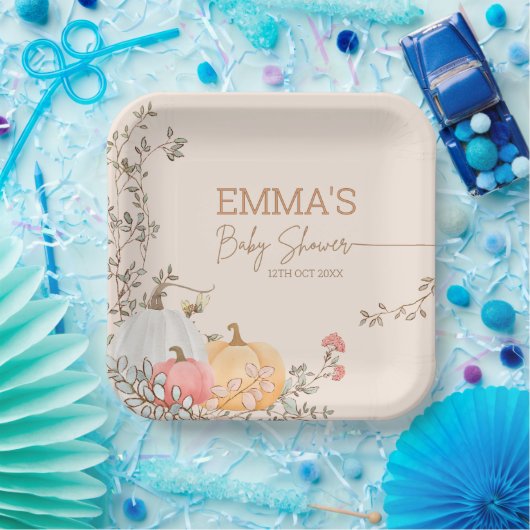 Kleine Pompoen Herfst Herfst Baby shower Papieren Bordje (Feest)