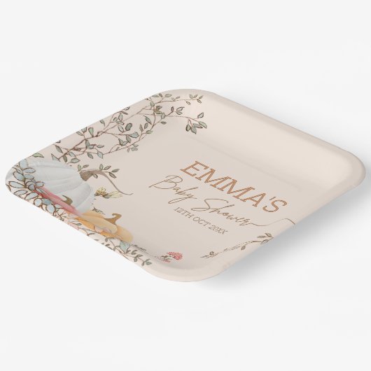 Kleine Pompoen Herfst Herfst Baby shower Papieren Bordje (Gebogen)