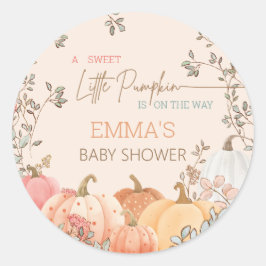 Kleine Pompoen Herfst Herfst Baby shower Ronde Sticker