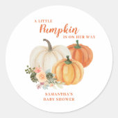 Kleine Pompoen Herfst Herfst Baby shower Ronde Sticker (Voorkant)