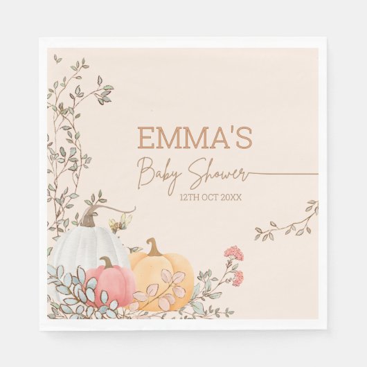 Kleine Pompoen Herfst Herfst Baby shower Servet (Voorkant)