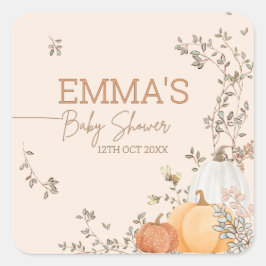 Kleine Pompoen Herfst Herfst Baby shower Vierkante Sticker