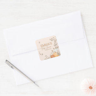 Kleine Pompoen Herfst Herfst Baby shower Vierkante Sticker
