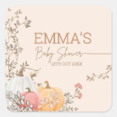 Kleine Pompoen Herfst Herfst Baby shower Vierkante Sticker (Voorkant)