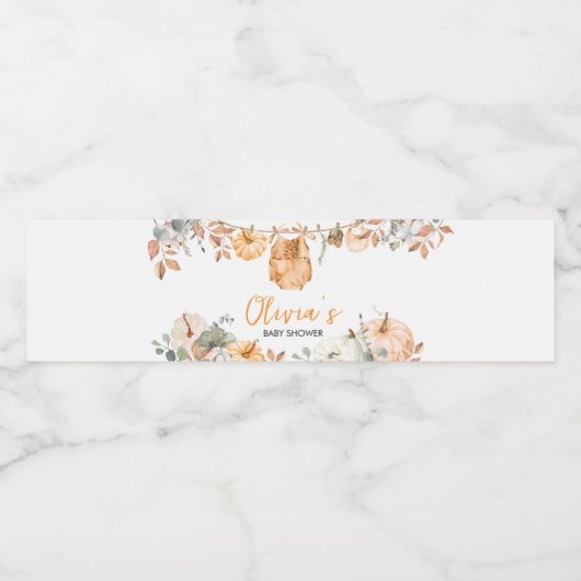 Kleine Pompoen Herfst Herfst Baby shower Waterfles Etiket (Enkel label)
