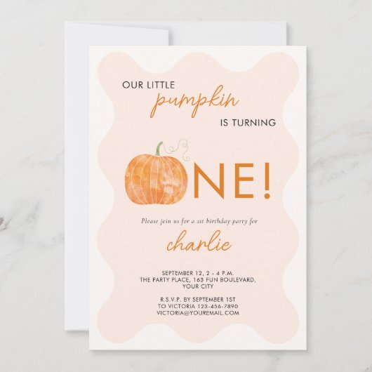 Kleine Pompoen Herfst Herfst Eerste 1e Verjaardag Kaart (Voorkant)