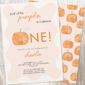 Kleine Pompoen Herfst Herfst Eerste 1e Verjaardag Kaart