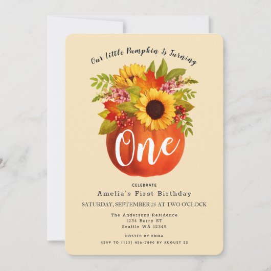 Kleine Pompoen Herfst Herfst Eerste Verjaardag Kaart (Voorkant)