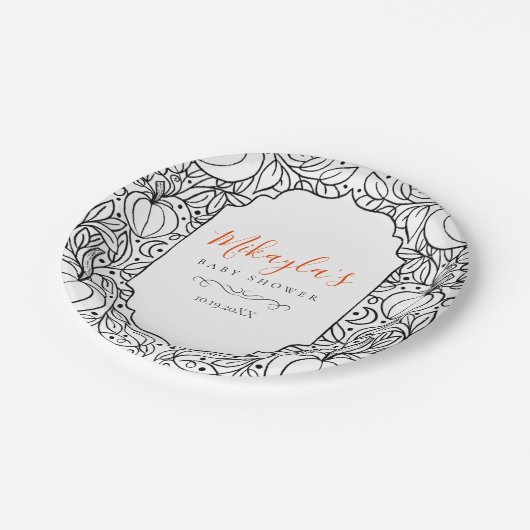 Kleine Pompoen Herfst Herfst Halloween Baby shower Papieren Bordje (Gekanteld)