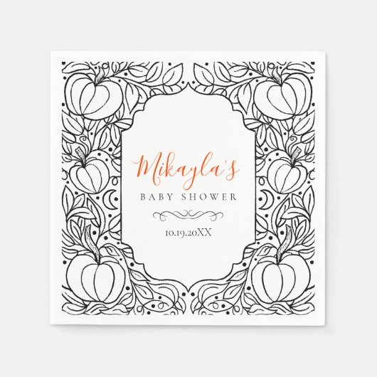 Kleine Pompoen Herfst Herfst Halloween Baby shower Servet (Voorkant)
