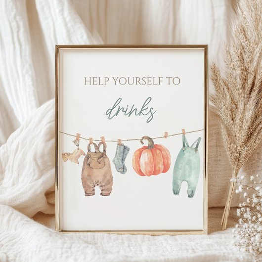 Kleine Pompoen Herfst Jongen Kleding Baby shower D Poster
