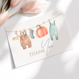 Kleine Pompoen Herfst Kleding Boy Baby shower Bedankkaart