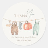 Kleine Pompoen Herfst Kleding Boy Baby shower Ronde Sticker (Voorkant)