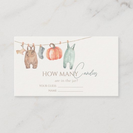 Kleine pompoen Herfst kleding jongen hoeveel Snoep Informatiekaartje (Voorkant)