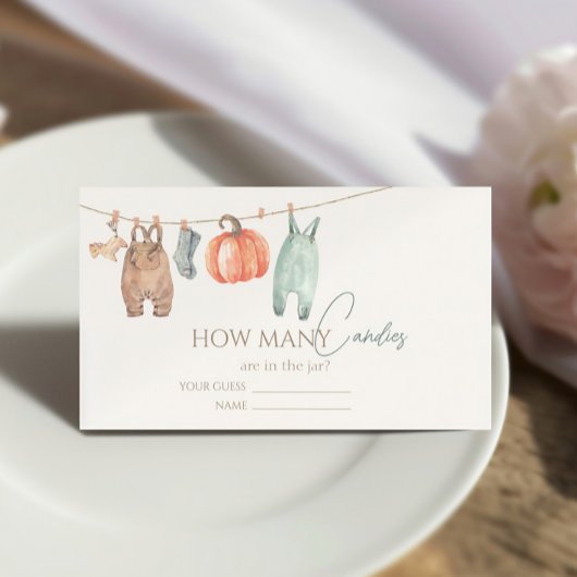 Kleine pompoen Herfst kleding jongen hoeveel Snoep Informatiekaartje