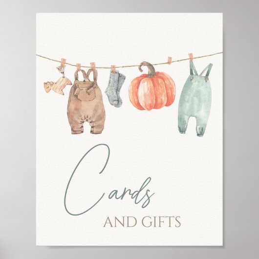 Kleine Pompoen Herfst Kleding Jongen Kaarten en ge Poster (Voorkant)