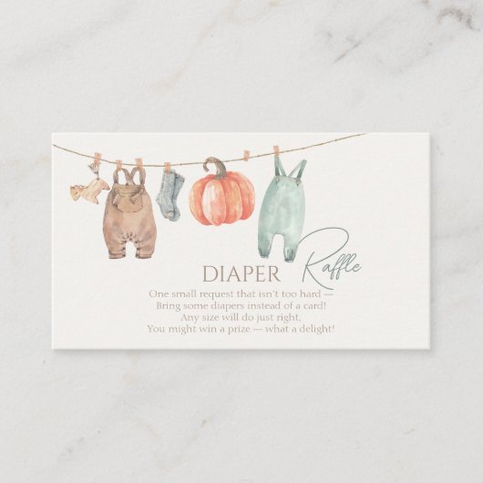 Kleine Pompoen Herfst Kleding Jongen Luier Raffle Informatiekaartje (Voorkant)