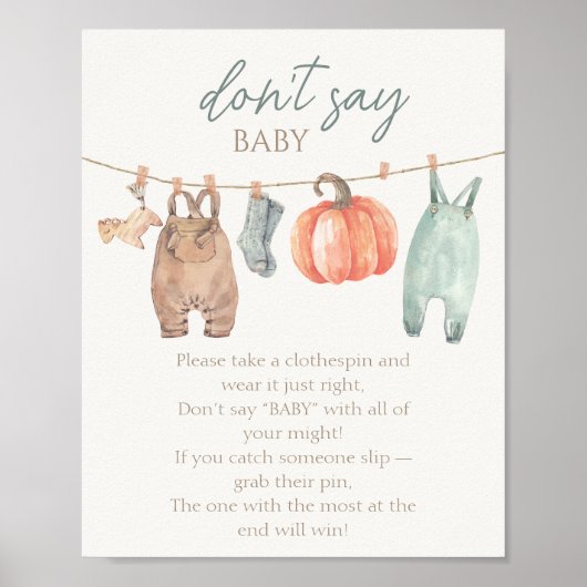 Kleine Pompoen Herfst Kleding Jongen Zeg niet Baby Poster (Voorkant)