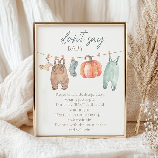 Kleine Pompoen Herfst Kleding Jongen Zeg niet Baby Poster