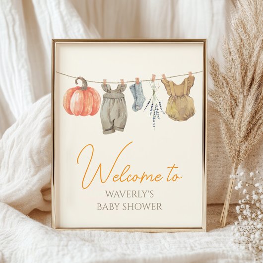 Kleine Pompoen Herfst Kleding Meisje Baby Welkom T Poster