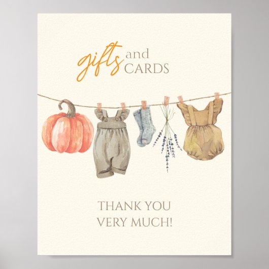 Kleine Pompoen Herfst Kleding Meisje Geschenken en Poster (Voorkant)