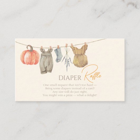 Kleine Pompoen Herfst Kleding Meisje Luier Raffle Informatiekaartje (Voorkant)