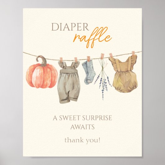 Kleine Pompoen Herfst Kleding Meisje Luier Raffle Poster (Voorkant)