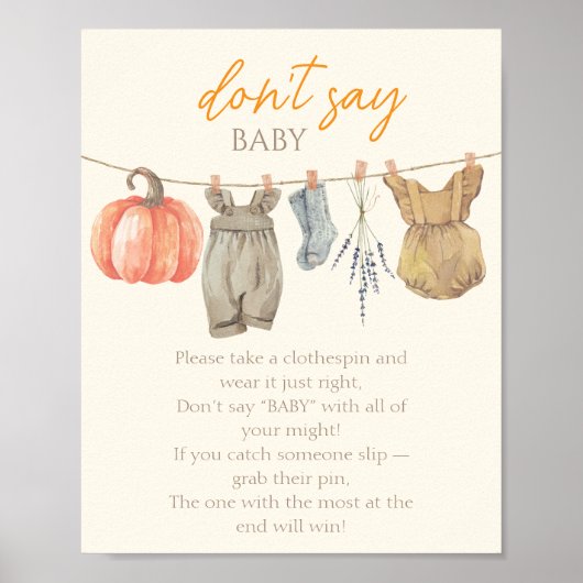 Kleine pompoen Herfst kleding meisje niet zeggen B Poster (Voorkant)