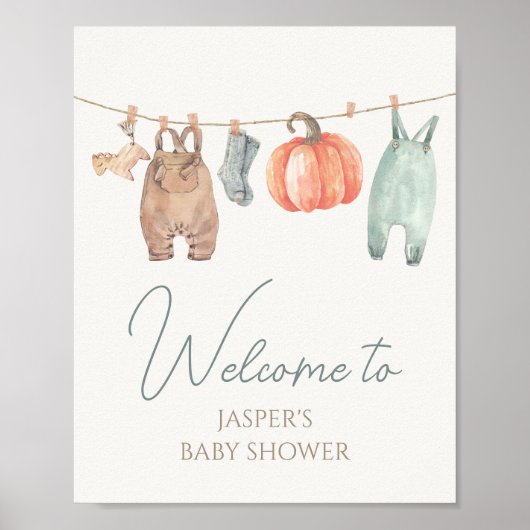 Kleine Pompoen Herfst Kleren Jongen Baby Welkom Bo Poster (Voorkant)