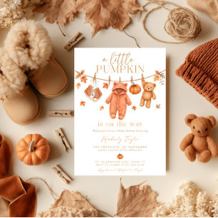 Kleine Pompoen Herfst Kleren Teddy Beer Baby Showe Kaart