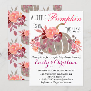 Kleine Pompoen Herfst Koppel Baby Shower Bloemen Kaart