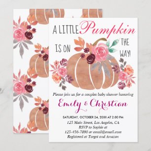 Kleine Pompoen Herfst Koppel Baby Shower Bloemen Kaart