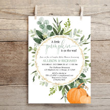 Kleine pompoen herfst koppelt groen baby shower