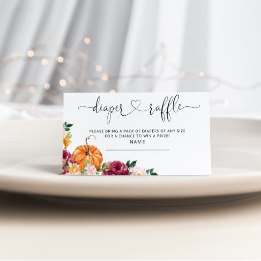 Kleine pompoen herfst luier loterij ticket informatiekaartje