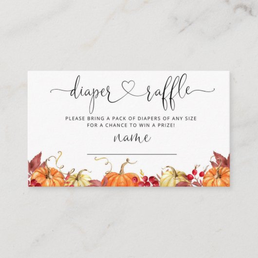 Kleine pompoen herfst luierloterij informatiekaartje (Voorkant)