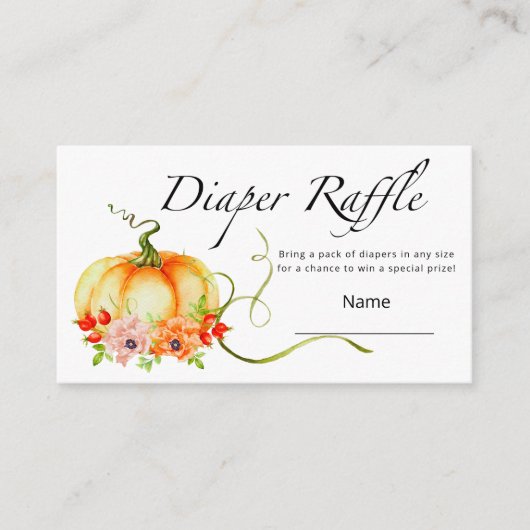 Kleine pompoen herfst luierloterij informatiekaartje (Voorkant)