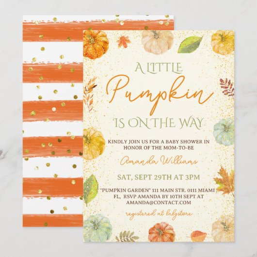 Kleine Pompoen Herfst Neutraal Baby shower Kaart (Voorkant / Achterkant)