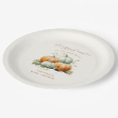 Kleine Pompoen Herfst Neutraal Baby shower Papieren Bordje (Gekanteld)