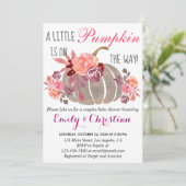 Kleine pompoen Herfst Paar Baby shower Floral Kaart (Staand voorkant)