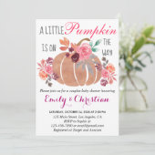 Kleine pompoen Herfst Paar Baby shower Floral Kaart (Staand voorkant)